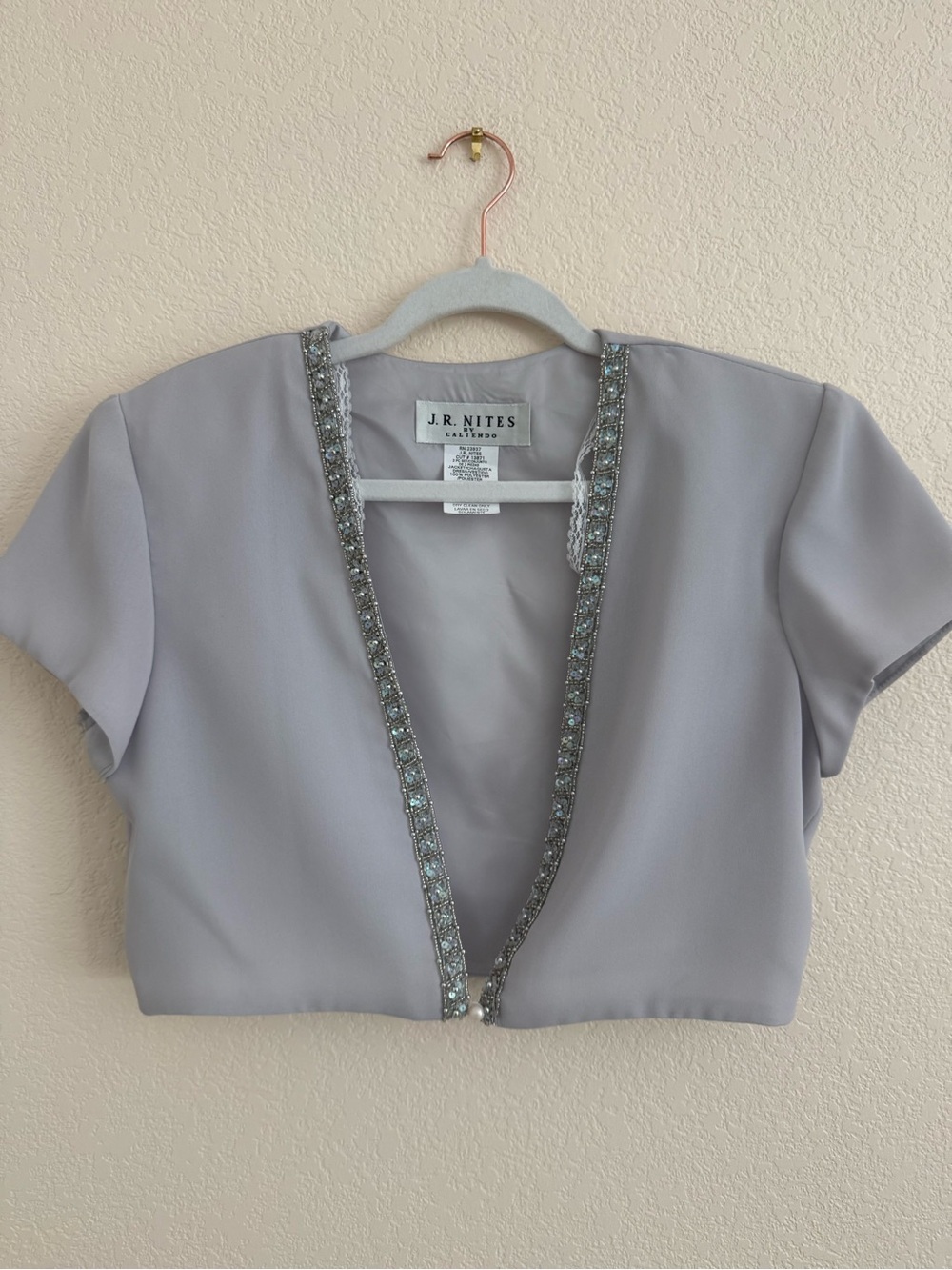 J.R. Nites Lavender Beaded Cropped Bolero